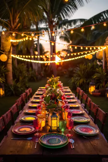 Tropical chic table decor