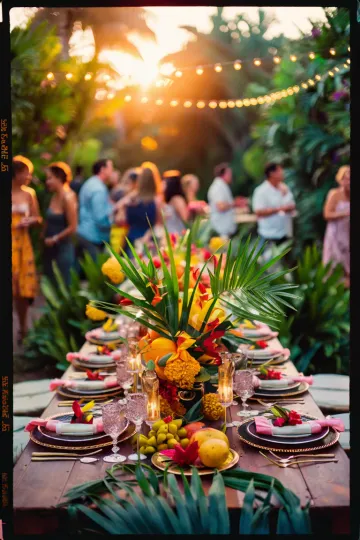 Tropical chic table decor