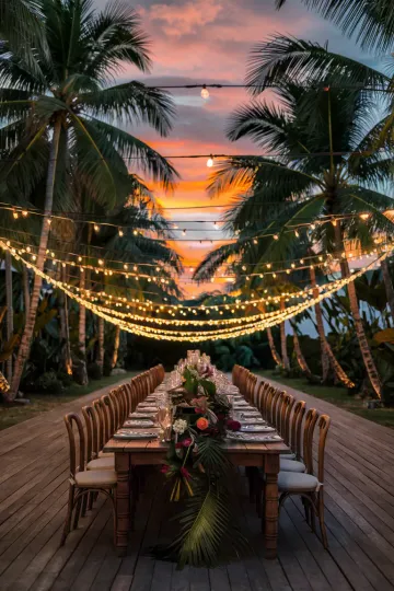 Tropical chic table decor