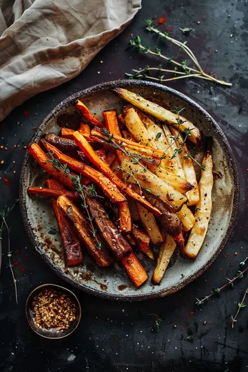 Gluten free side dish carrot parsnip fries